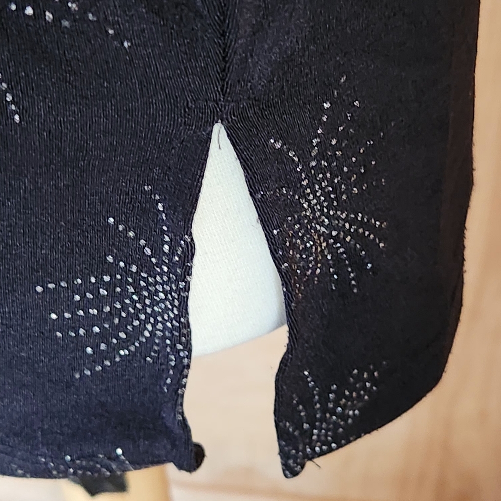Y2K Black Sparkle Starburst Top Soft Grunge Minimalist Rhinestone - Picture 5 of 9